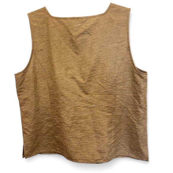 Dialogue Marled Tan Square Neck Washable 100% Silk Tank Top Size Large - Picture 2 of 7